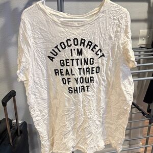 White Graphic T-Shirt with Humorous Text